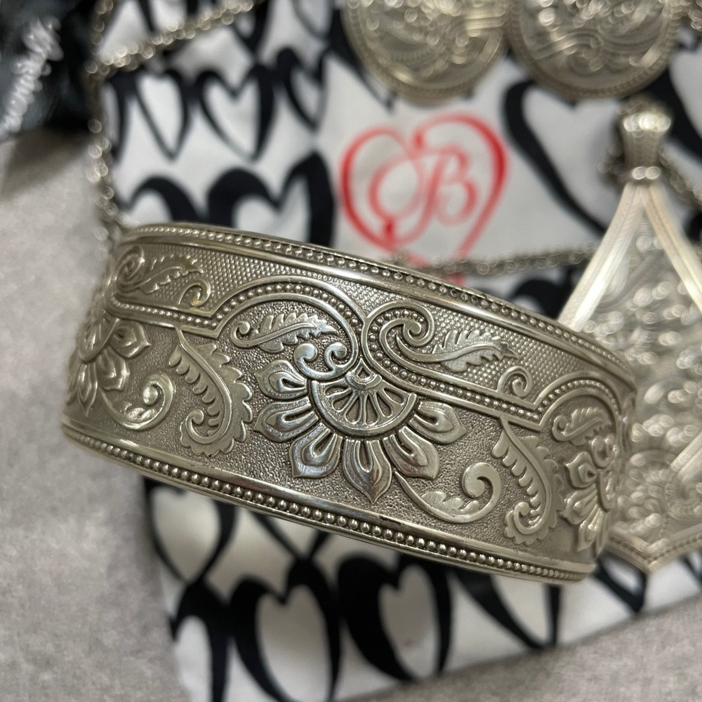 Brighton Bracelet Cuff Floral/Paisley Silver Tone